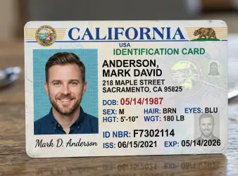 Fake ID image created by AI