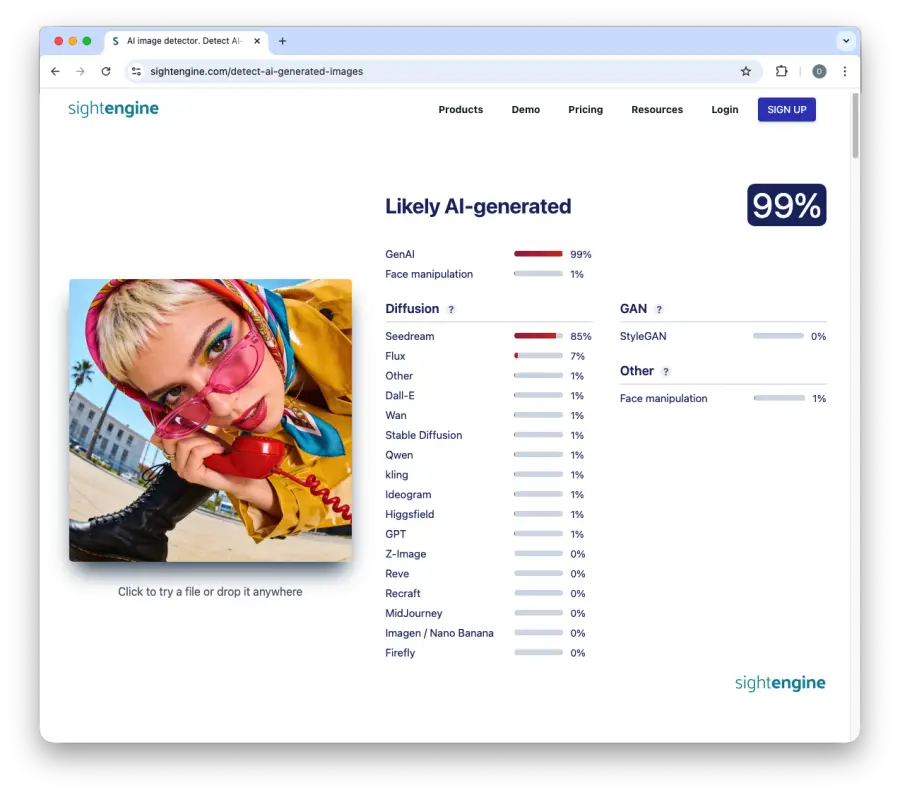 Dashboard to test images